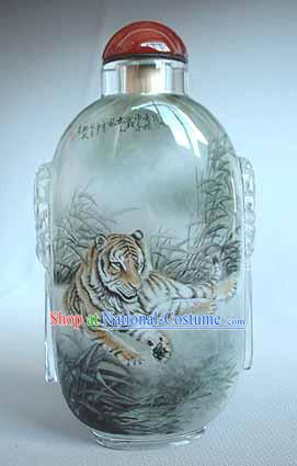 Snuff Bottles With Inside Painting Chinese Animal Series-Tiger Queen