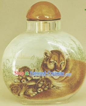 Snuff Bottles With Inside Painting Chinese Animal Series-Leopard Family