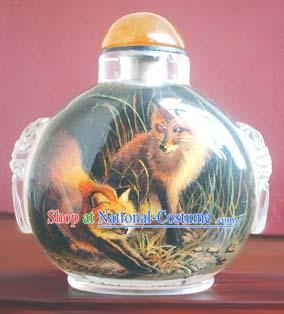 Snuff Bottles With Inside Painting Chinese Animal Series-Fox Lovers