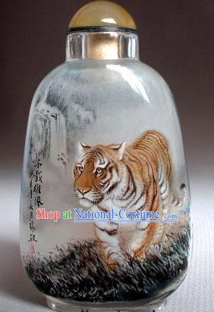 Snuff Bottles With Inside Painting Chinese Animal Series-Walking Tiger