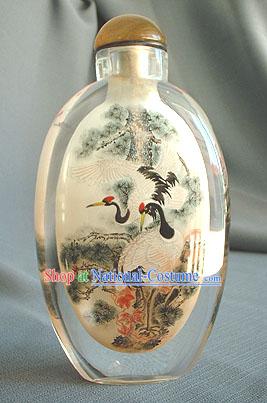 Snuff Bottles With Inside Painting Birds Series-Crane Couple