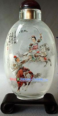 Snuff Bottles With Inside Painting Characters Series-Woman Heroe Hua Mulan