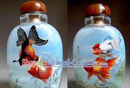 Snuff Bottles With Inside Painting Fishes Series-Golden Fishes