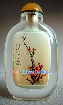 Snuff Bottles With Inside Painting Flower Series-Snow Plum Blossom 1