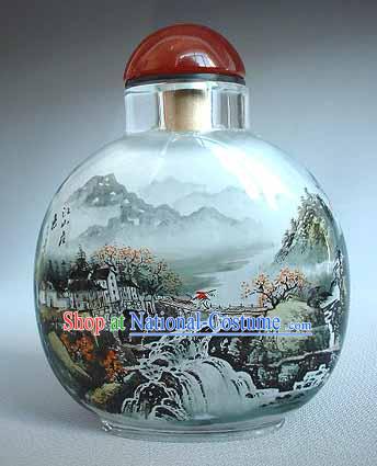 Snuff Bottles With Inside Painting Landscape Series-Chinese Village