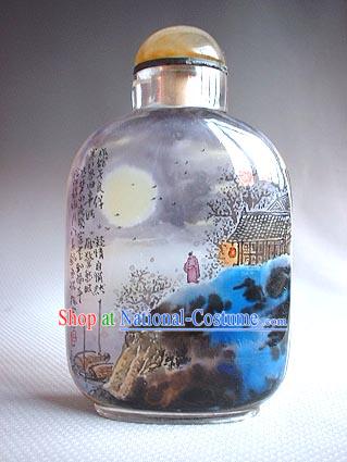 Snuff Bottles With Inside Painting Landscape Series-Full Moon Night