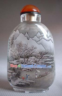 Snuff Bottles With Inside Painting Landscape Series-Snow Travel