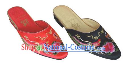 Chinese Traditional Handmade Satin Slipper _dragon and phoenix_