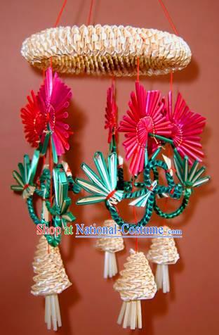 China Hand Made Wheat Stalk Windbell-Mandarin Ducks Playing Water