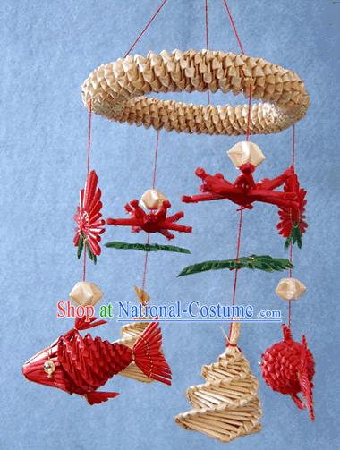 China Hand Made Wheat Stalk Windbell-Free Fishes