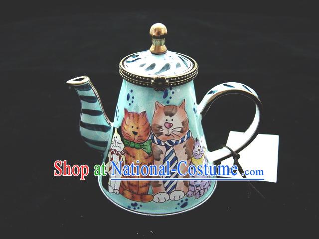 Chinese Hand Painted Enamel Bottle-Cats Family