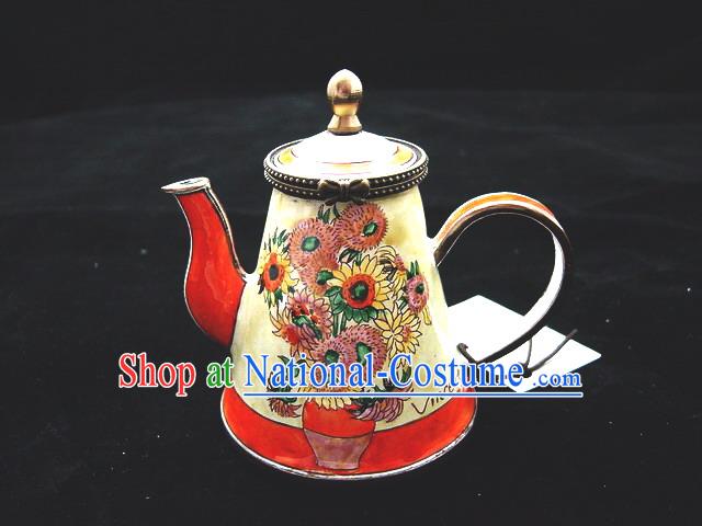 Chinese Classic Hand Painted Enamel Kettle-Sunflower