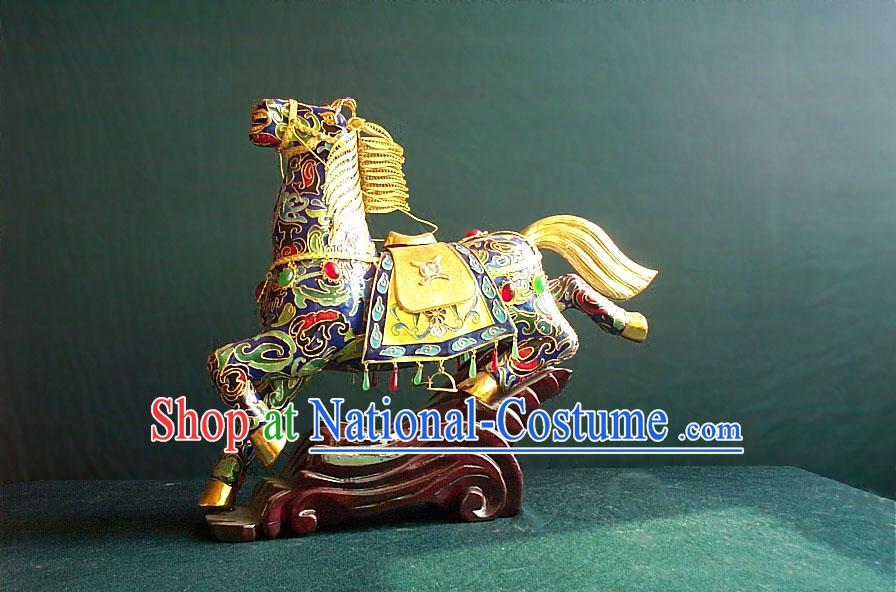 Chinese Gold Brass Cloisonne Galloping Horse _OUT OF STOCK_