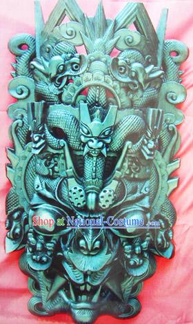 Ancient Folk Woodcarving Twelve Dragons Land Drama Mask