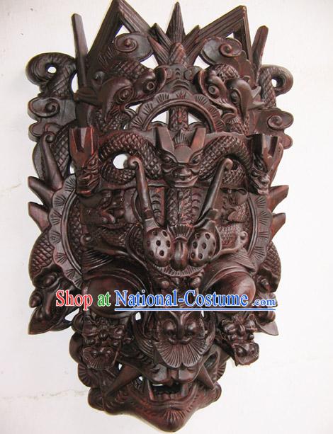 Ancient Folk Handmade Woodcarving-Twelve Dragons Land Drama Mask