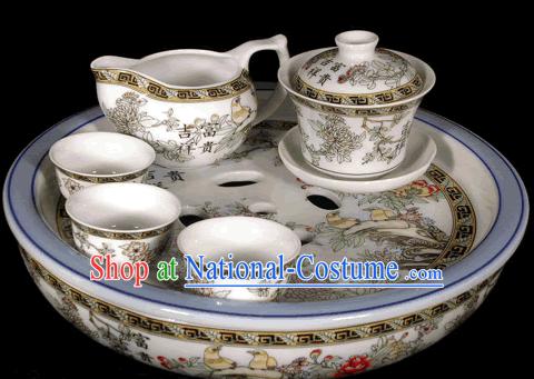 Riches and Honour Kungfu Jingde Town Porcelain Tea Set_11 pieces_