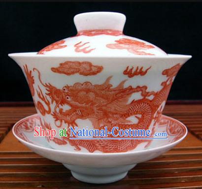 China Jingde Porcelain Masterwork-Dragon Legend Tea Bowl