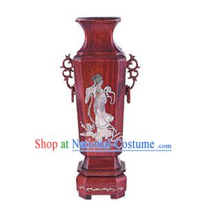 Chinese Ancient Beauty Wood Handicraft Vase