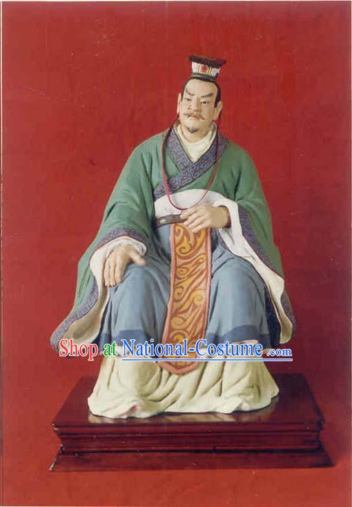 China Hand Painted Sculpture Art of Clay Figurine Zhang-Ancient Emperor Zhou Ping