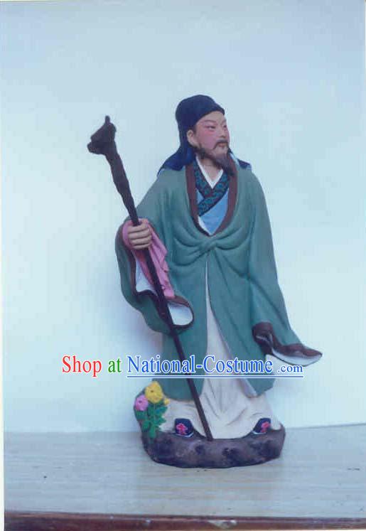 Chinese Hand Painted Sculpture Art of Clay Figurine Zhang-China Famous Poet Tao Yuanming