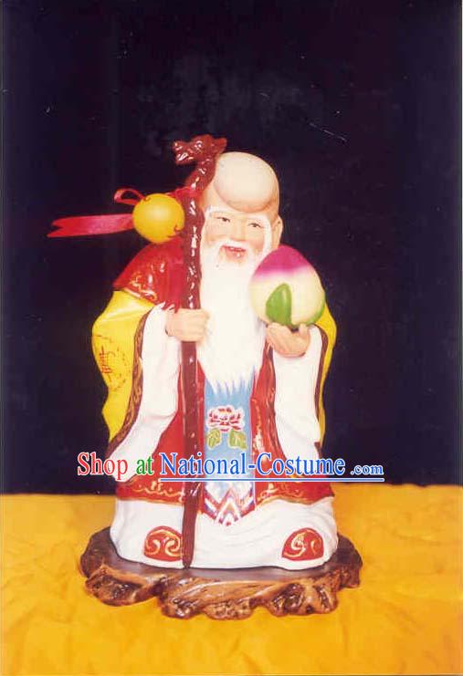 China Painted Sculpture Art of Clay Figurine Zhang-The God of Long Longevity_in ancient fable_