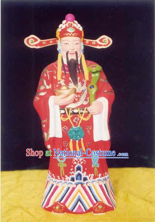 Chinese Hand Painted Sculpture Art of Clay Figurine Zhang-Plutus