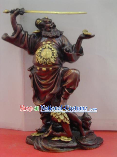 Chinese Classic Brass Statue-Zhong Kui Catching Ghosts