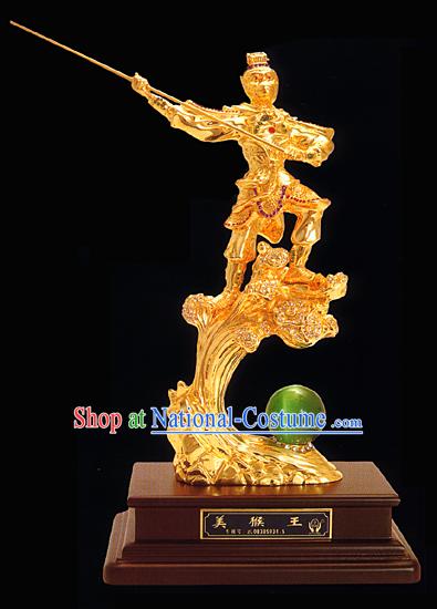 Chinese Classic Gold Beauty Monkey King Statue