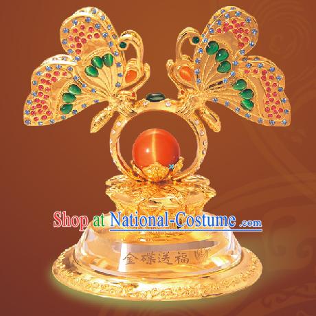 China Shinning Gold Bless Butterfly Statue