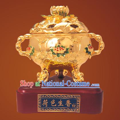 China Classic Gold Lotus Incense Burner