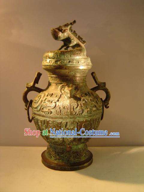 Chinese Classic Archaize Bronze Ware-Palace Pot of Dragon