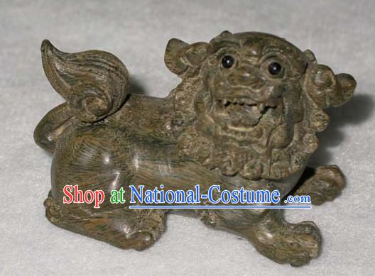 Chinese Classic Hand Carved Wood Lion