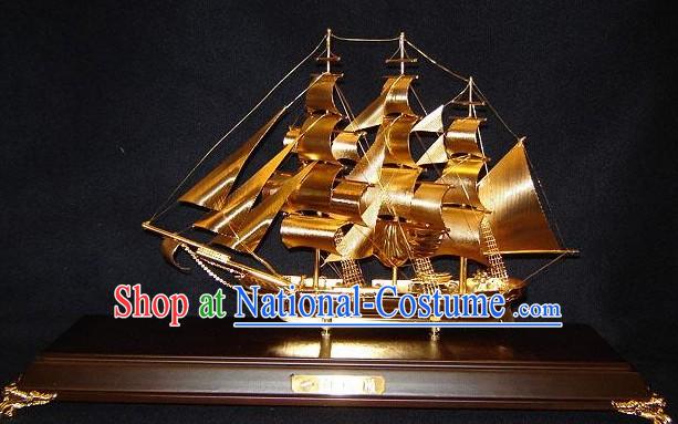 24K Gild Ancient Sailing Boat Business Affairs Gift