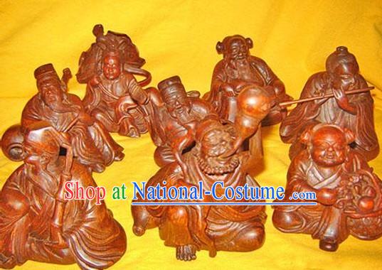 Chinese Classic Hand Carved Eight Immortals in the Legend Statues