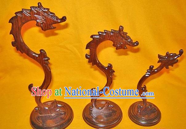 Chinese Palace Hand Carved Dragon Penholder_Three Pieces Set_