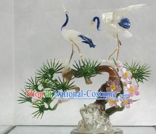 Chinese Classic Coloured Glaze Works-Pine Tree and Cranes