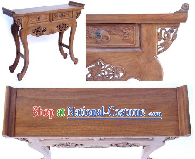 Chinese Ming Dynasty Style Classic Hand Carved Long Wood Console Table