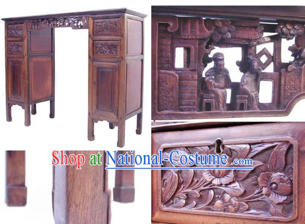 Chinese Traditional Hand Carved Nan Wood Long Console Table