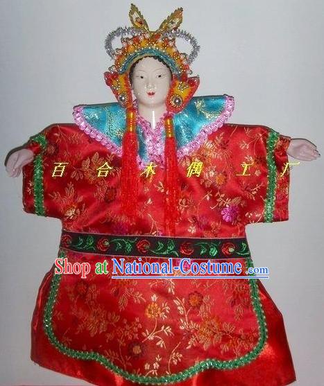 Chinese Classic Hand Puppet-Beautiful Bride in Traditional Red Wedding Costumes