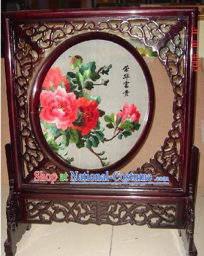 Chinese Classic Double-Sided Embroidery Handicraft-Blossoming Riches and Honour