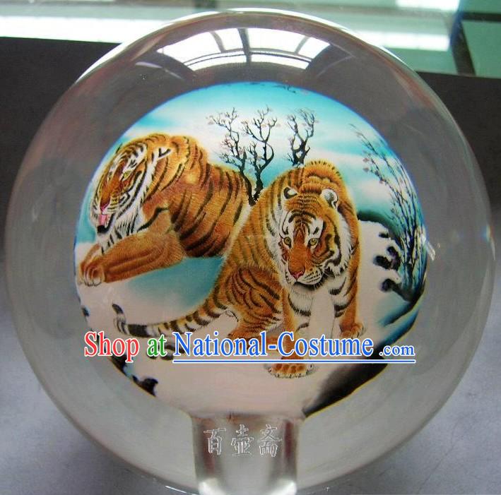 Chinese Snuff Bottle With Inside Painting-Tigers