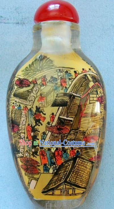 Chinese Classical Snuff Bottle With Inside Painting-Qing Ming Shang He Tu