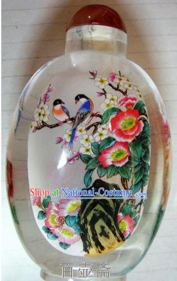 Chinese Classical Snuff Bottle With Inside Painting-Birds on Flowers