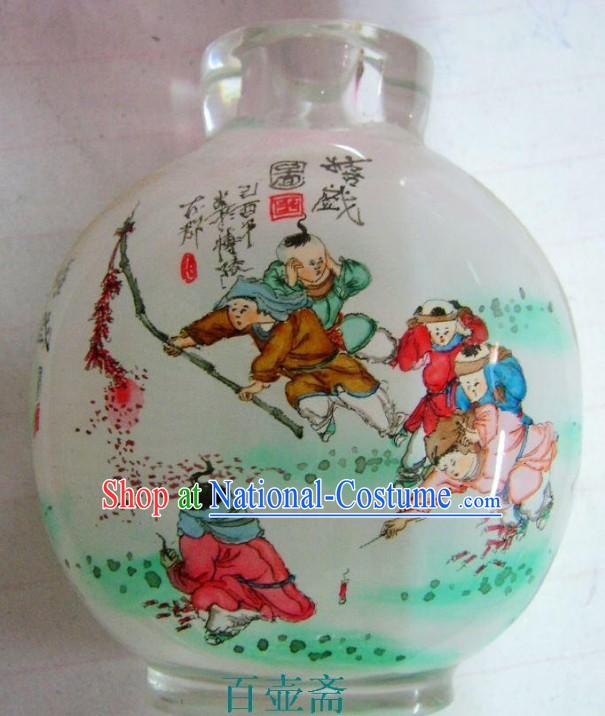 Chinese Classical Snuff Bottle With Inside Painting-Playing Fireworks