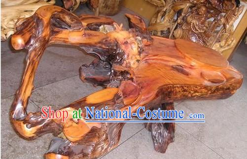 Chinese Stunning Hand Carved Tree Root Tea Table