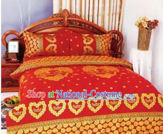 Chinese Classical Cotton Wedding Bed Sheet Set_Four Pieces_-Lover