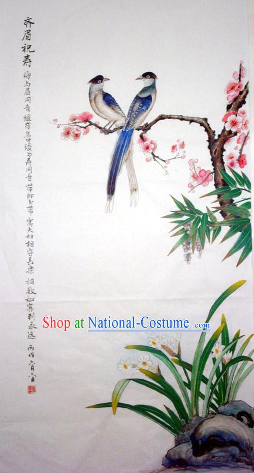 Chinese Traditional Painting with Meticulous Detail-Thrush