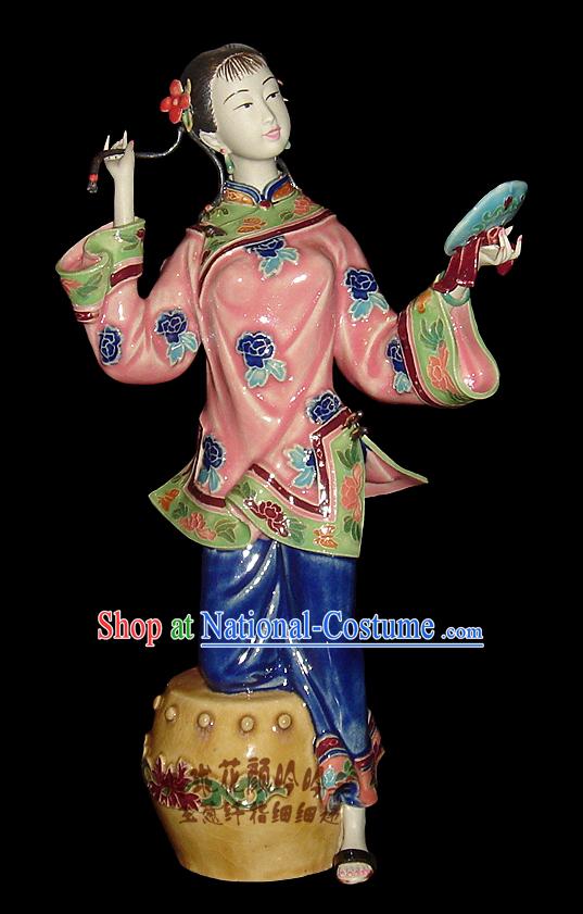 Chinese Stunning Porcelain Collectibles-Ancient Woman Be Enraptured