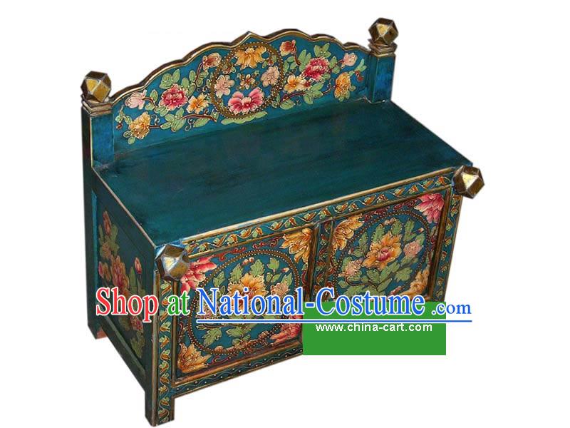 Chinese Blue Hand Painted Flowery Cabinet