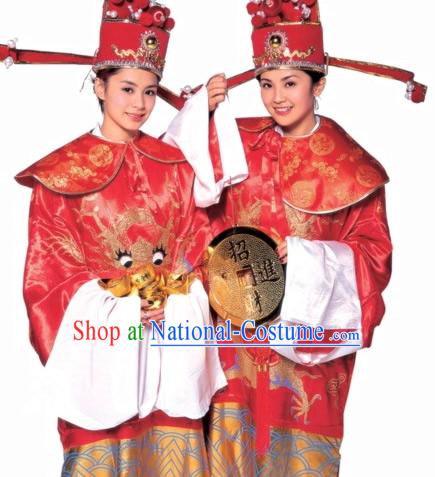 Traditional Chinese Legend Lunar New Year Cai Shen Costumes and Hat